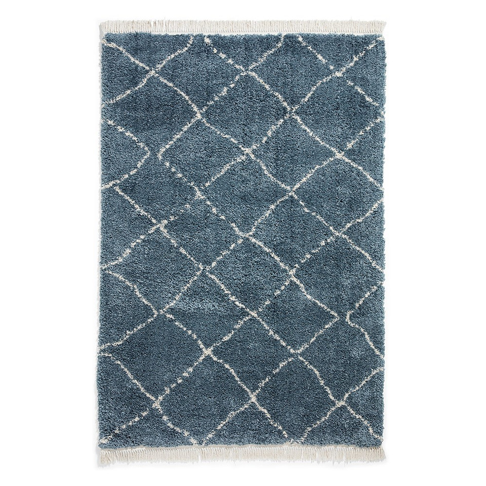 Boho 5413 Blue Berber Shaggy Moroccan Rug