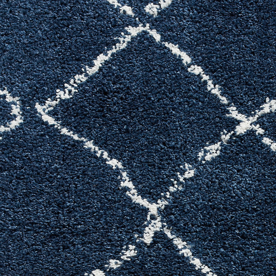 Boho 5413 Navy Berber Shaggy Moroccan Rug Runner