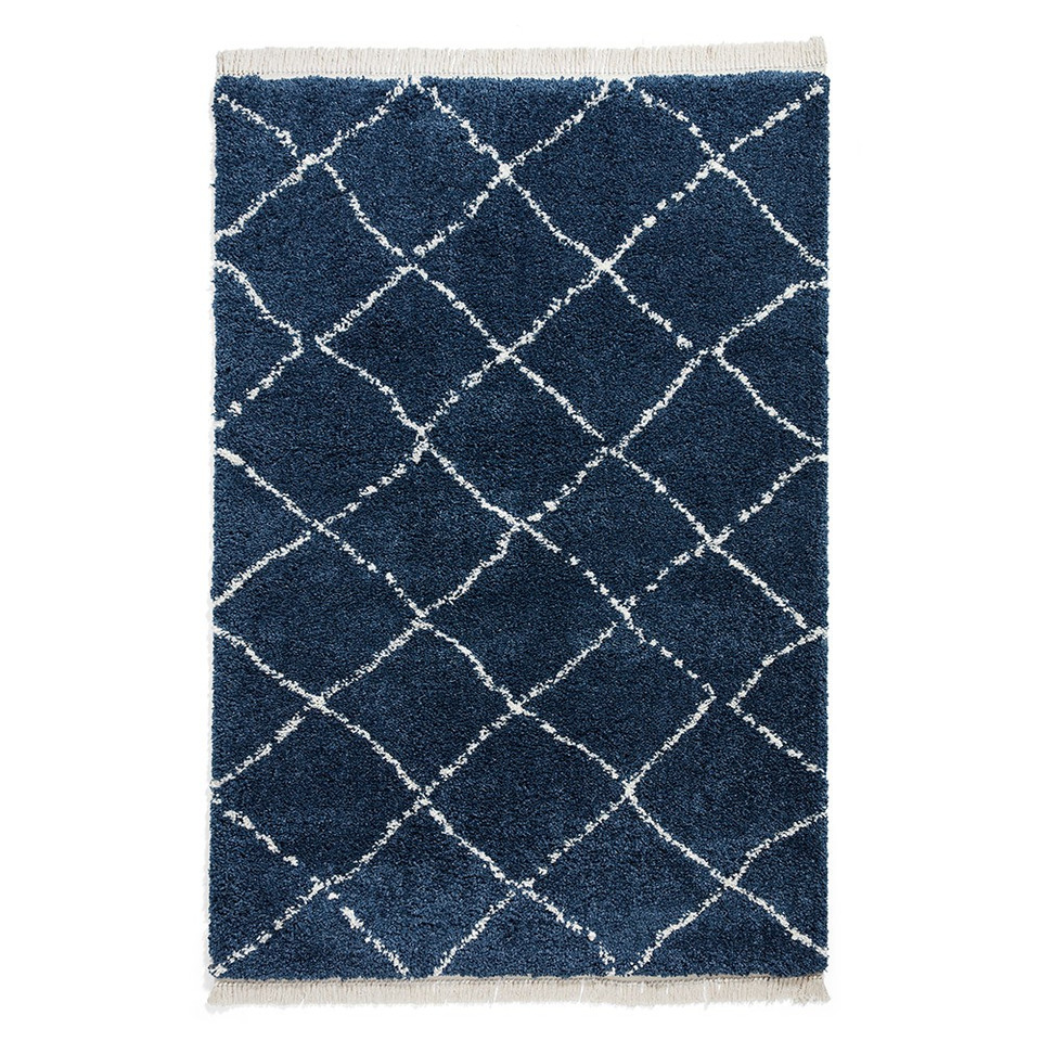 Boho 5413 Navy Berber Shaggy Moroccan Rug