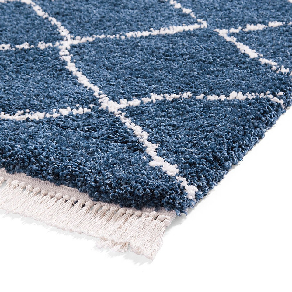 Boho 5413 Navy Berber Shaggy Moroccan Rug
