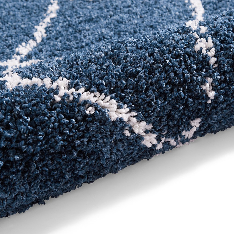 Boho 5413 Navy Berber Shaggy Moroccan Rug