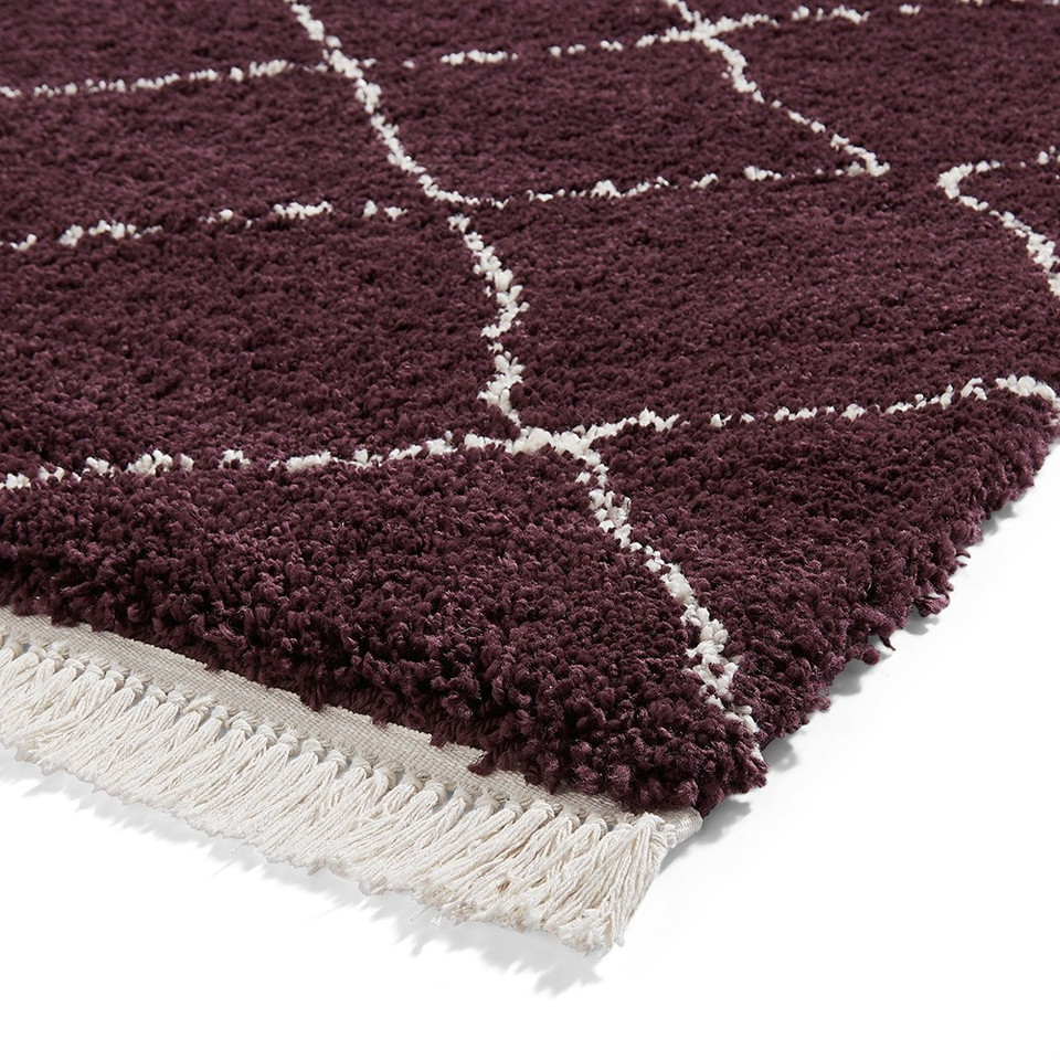Boho 5413 Purple Berber Shaggy Moroccan Rug Runner