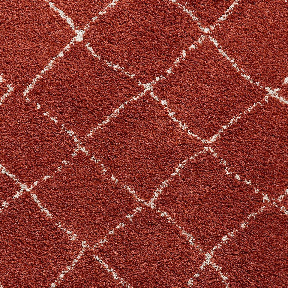 Boho 5413 Rust Red Berber Shaggy Moroccan Rug