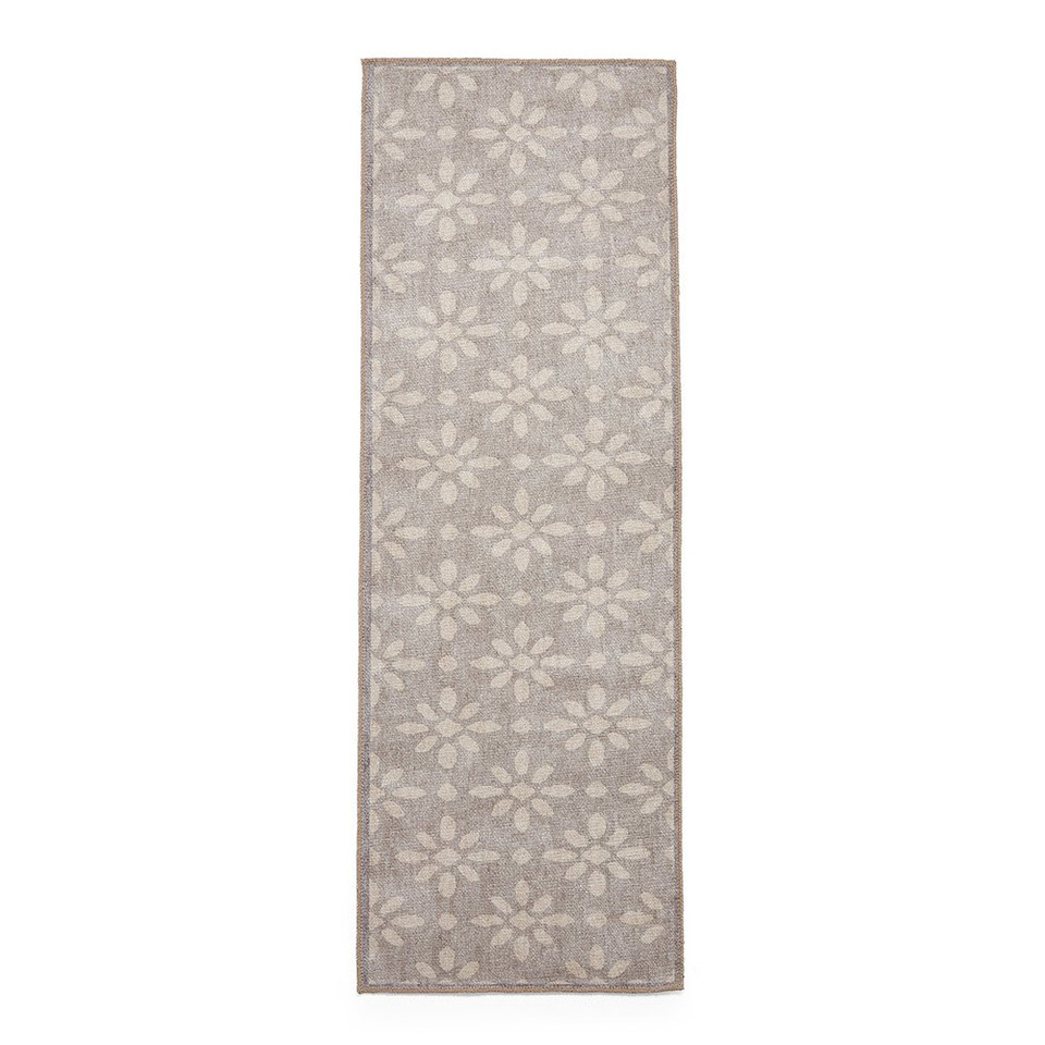 Coral Light Grey Modern Geometric Washable Rug Runner