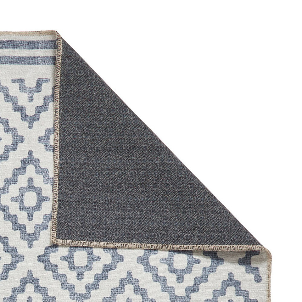Coral Blue Modern Diamonds Washable Rug