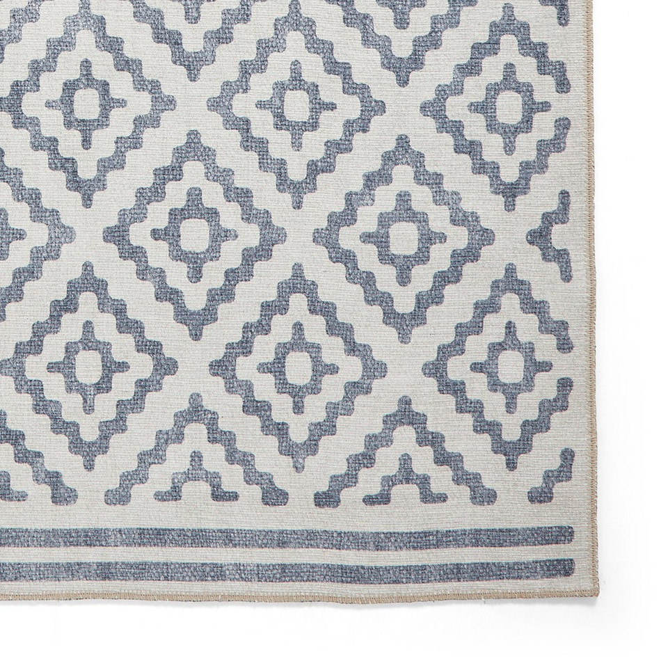 Coral Blue Modern Diamonds Washable Rug