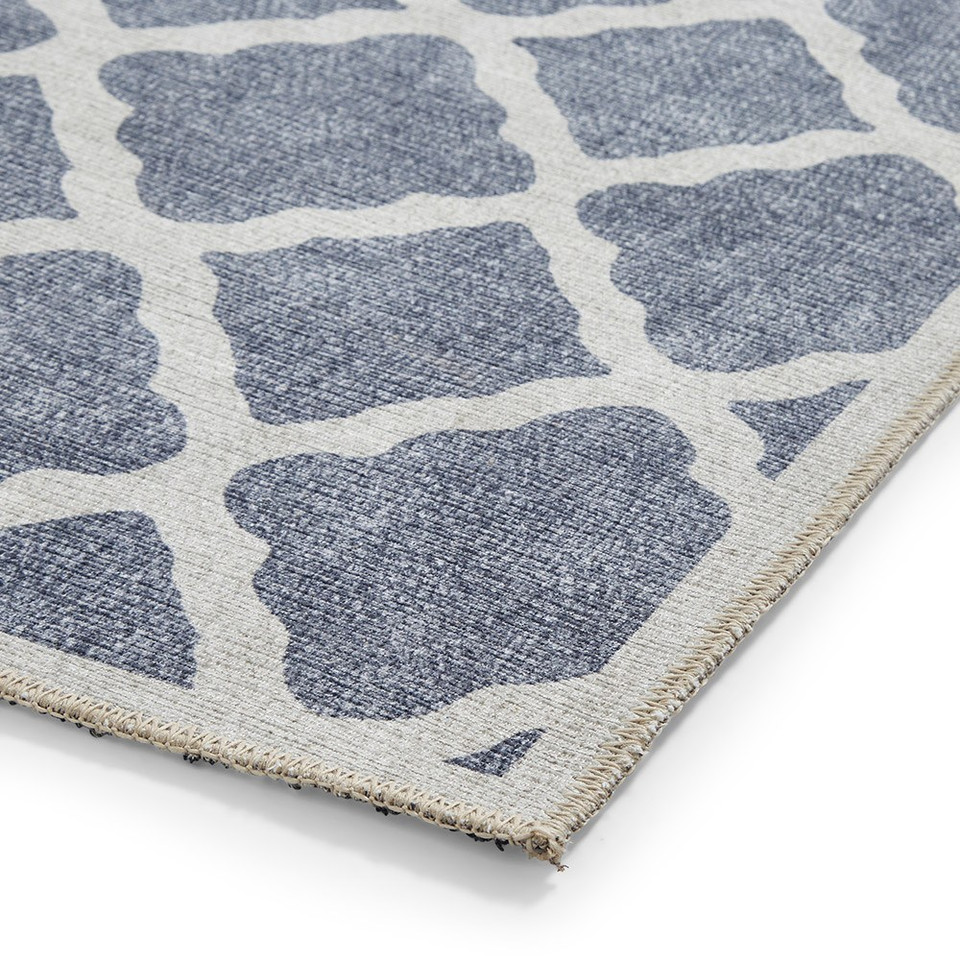 Coral Blue Modern Washable Rug Runner