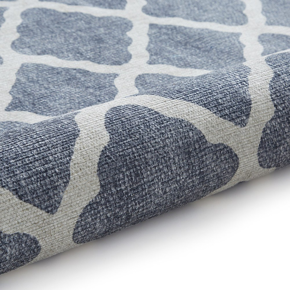 Coral Blue Modern Washable Rug