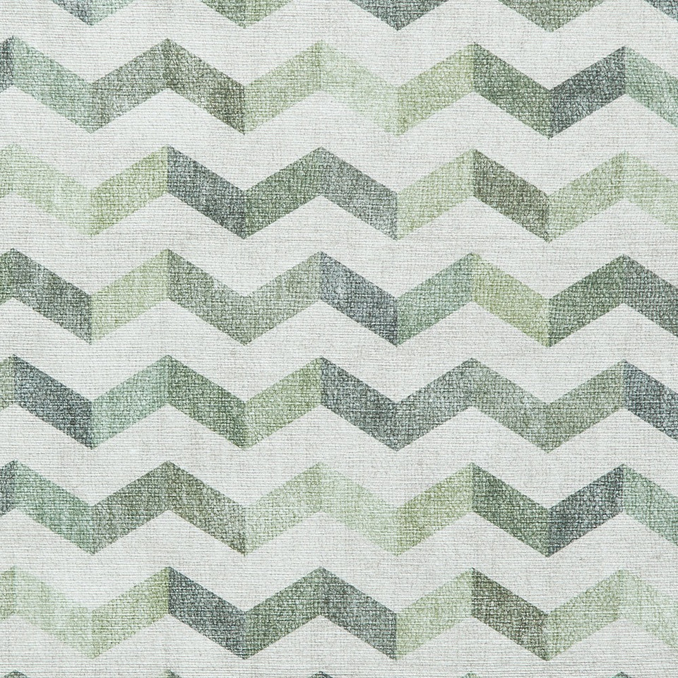 Coral Green Geometric Waves Washable Rug