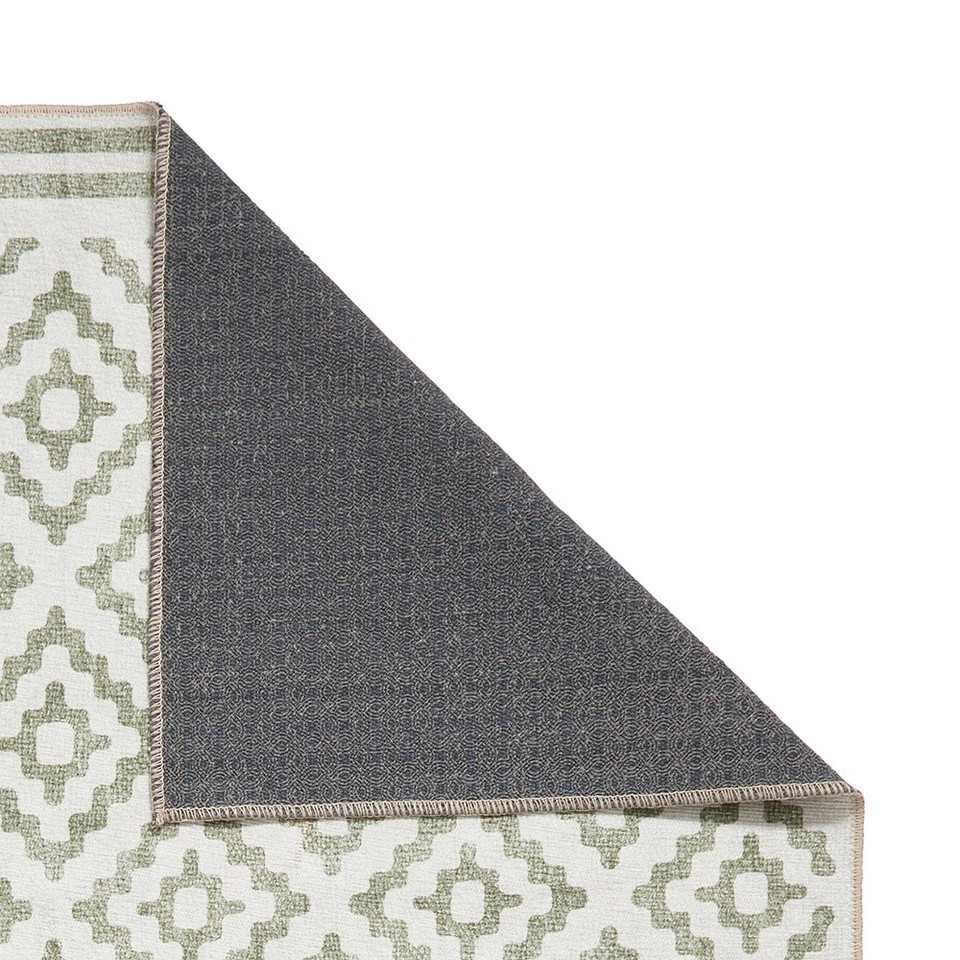 Coral Green Modern Diamonds Washable Rug Runner