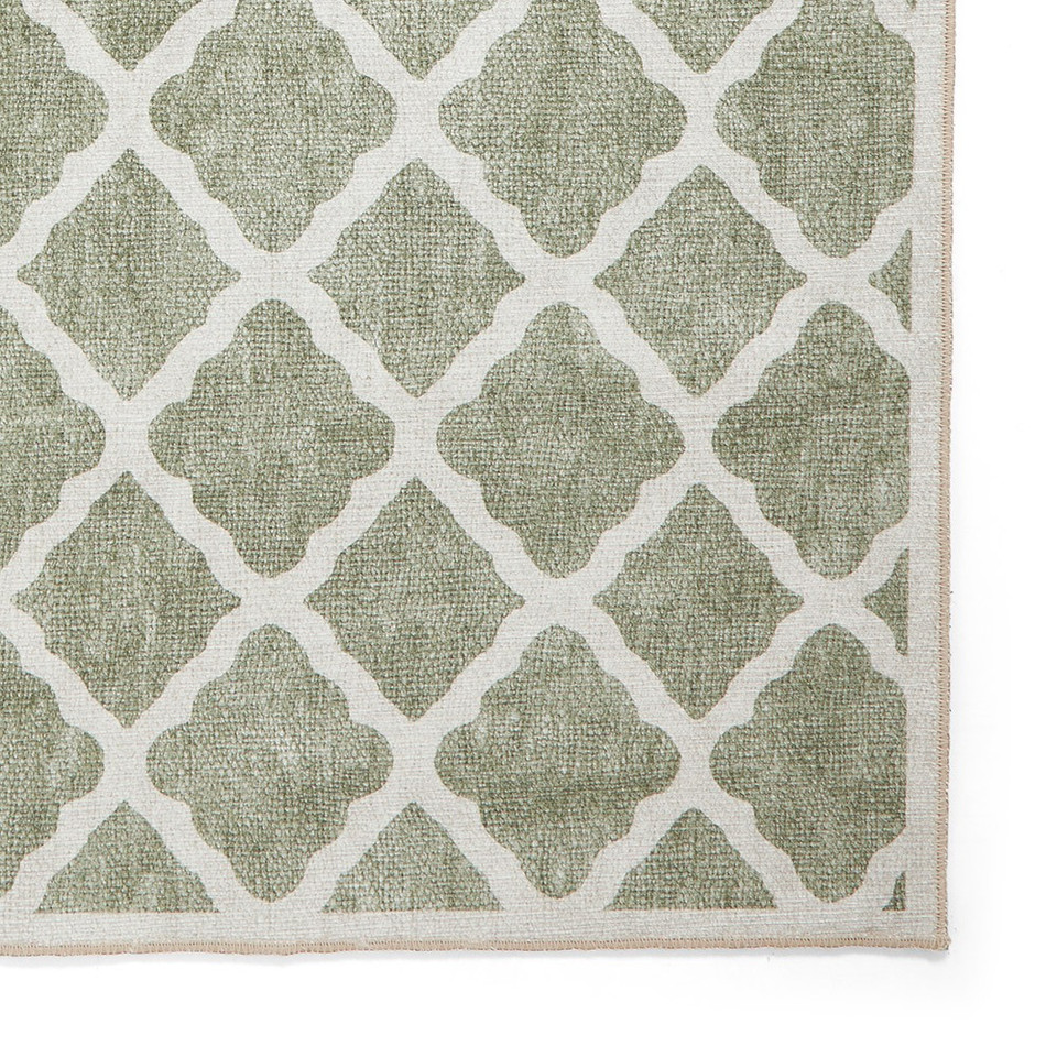 Coral Green Modern Washable Rug Runner