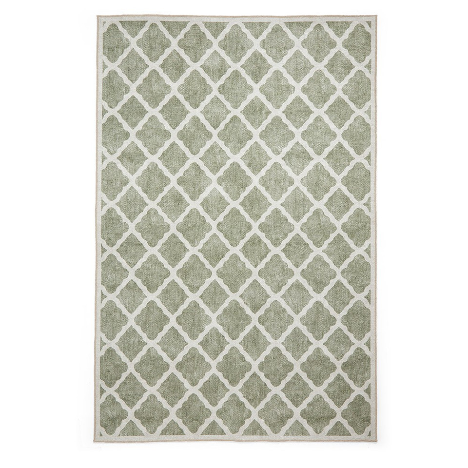 Coral Green Modern Washable Rug