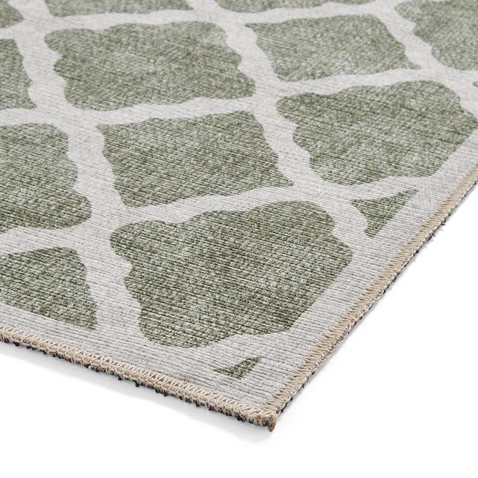 Coral Green Modern Washable Rug