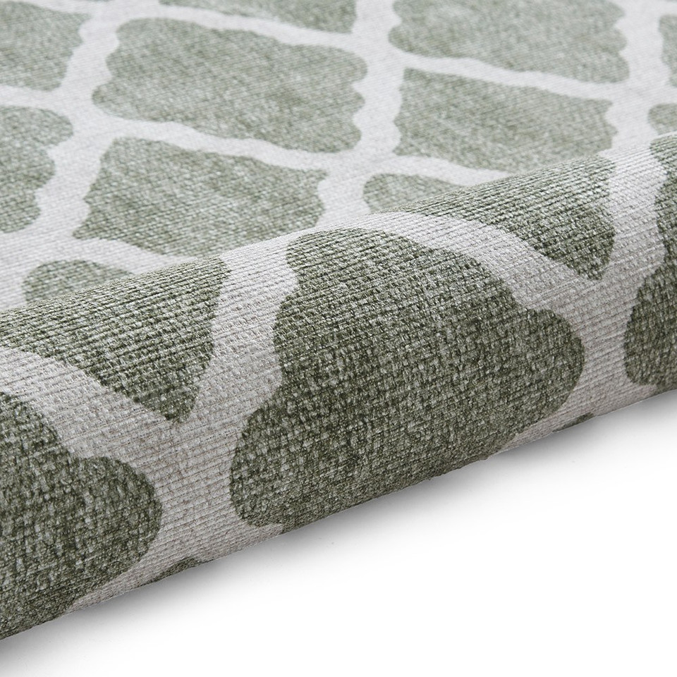 Coral Green Modern Washable Rug