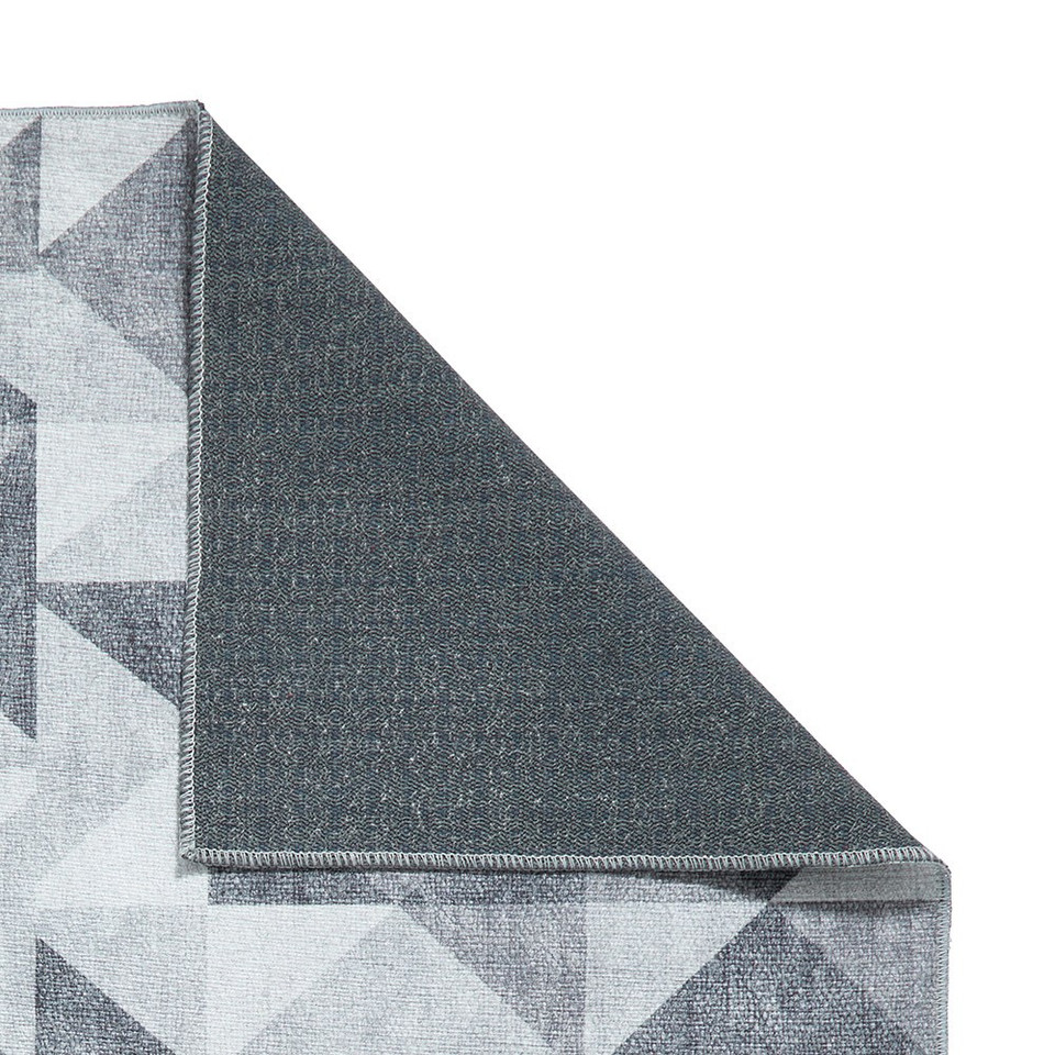 Coral Grey Geometric Washable Rug
