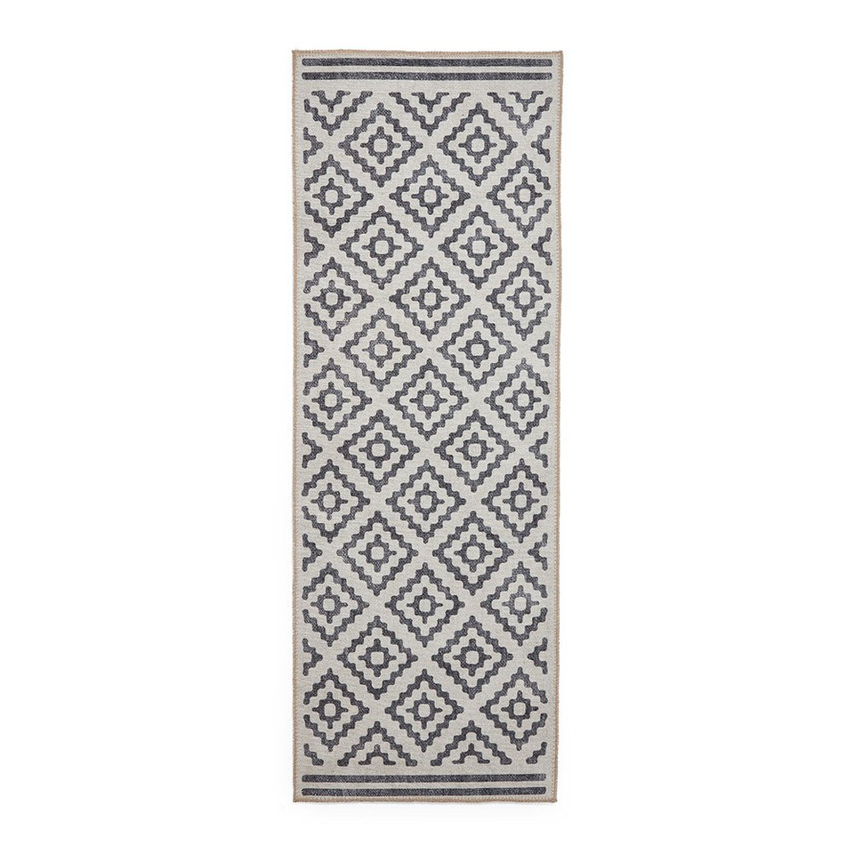 Coral Grey Modern Diamonds Washable Rug Runner
