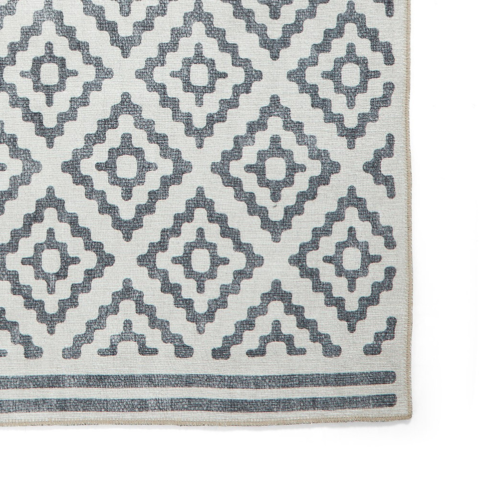 Coral Grey Modern Diamonds Washable Rug Runner