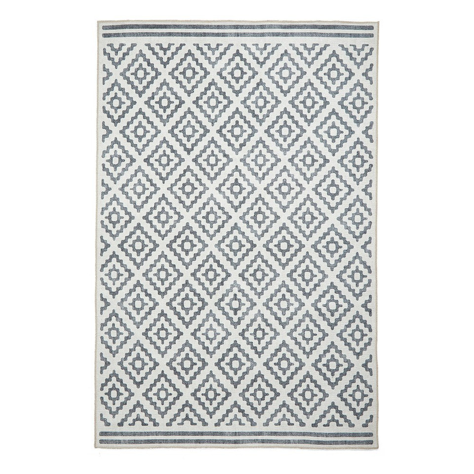 Coral Grey Modern Diamonds Washable Rug
