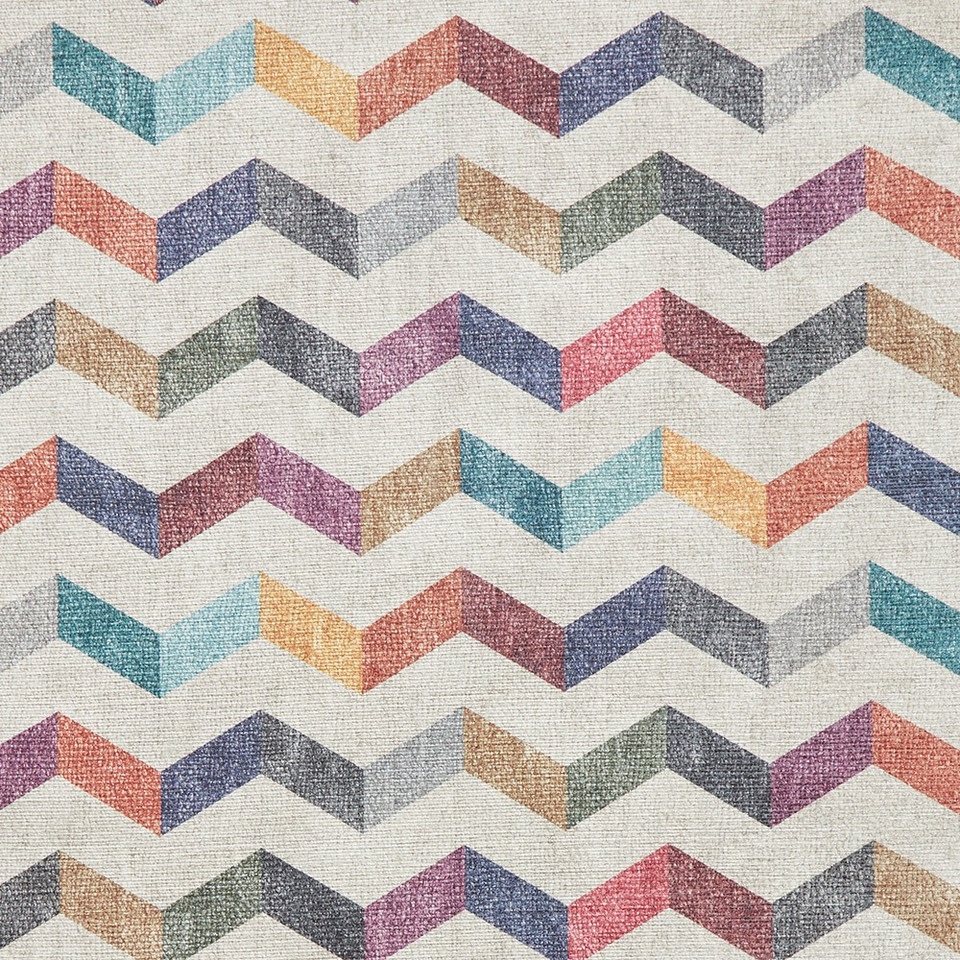 Coral Multi Geometric Waves Washable Rug Runner
