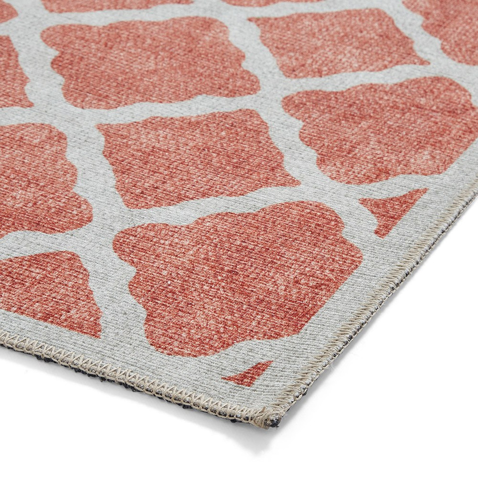 Coral Orange Modern Washable Rug