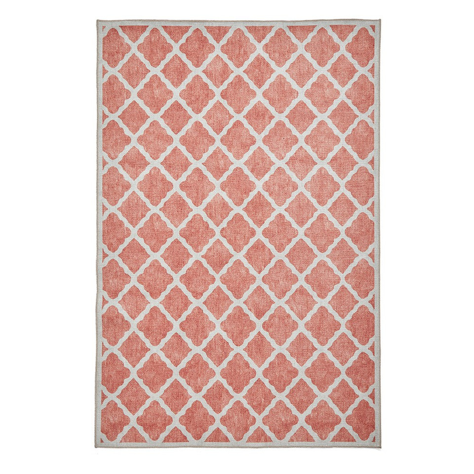 Coral Orange Modern Washable Rug