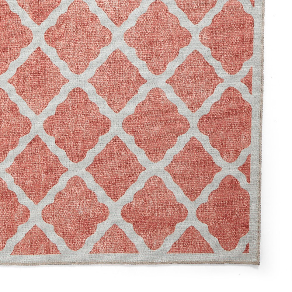 Coral Orange Modern Washable Rug