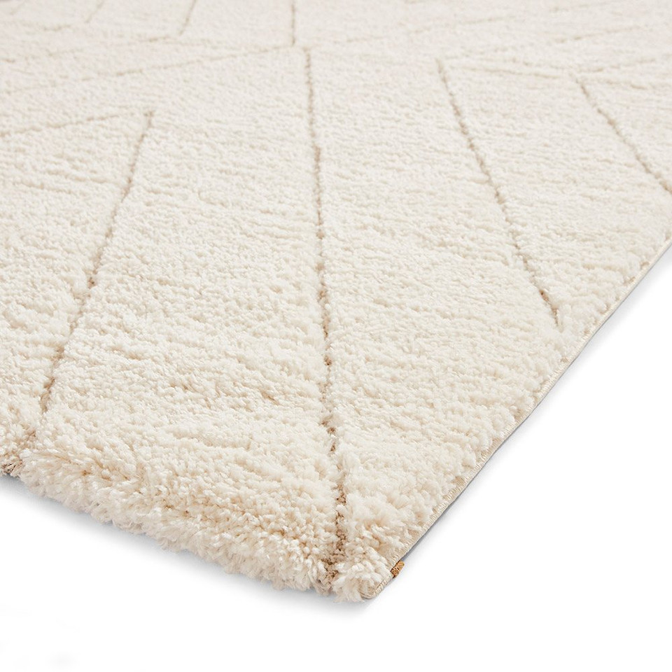 Ideal Shaggy Cream Berber Geo Rug