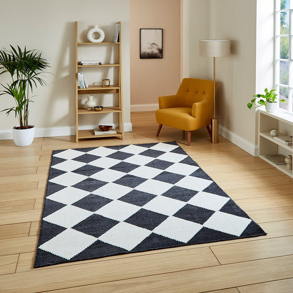 Lyna Charcoal White Washable Rug