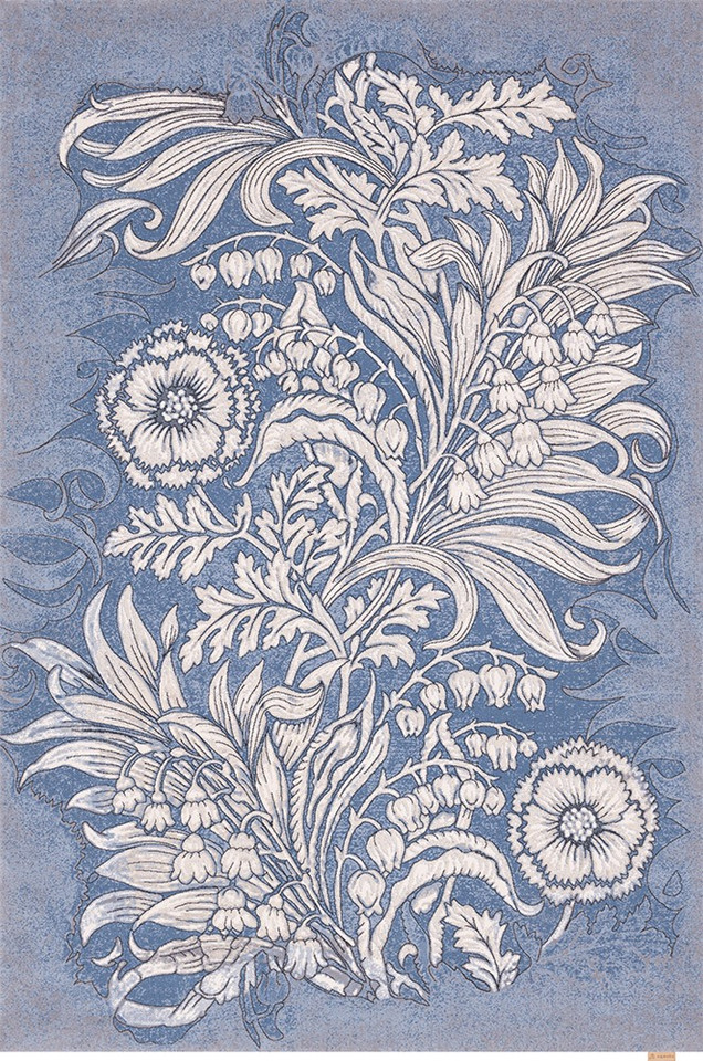 V&A Regius Mawson Blue Floral Rug