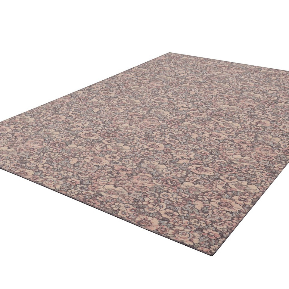 V&A Agnus Floralia Anthracite Floral Rug