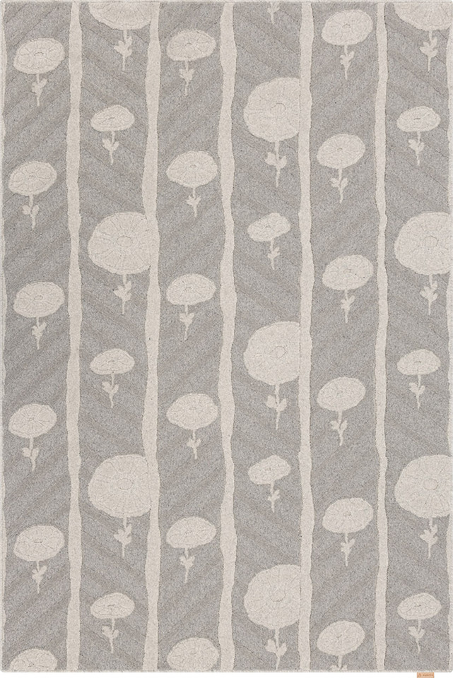 V&A Noble Moderne Grey Geo Floral Rug