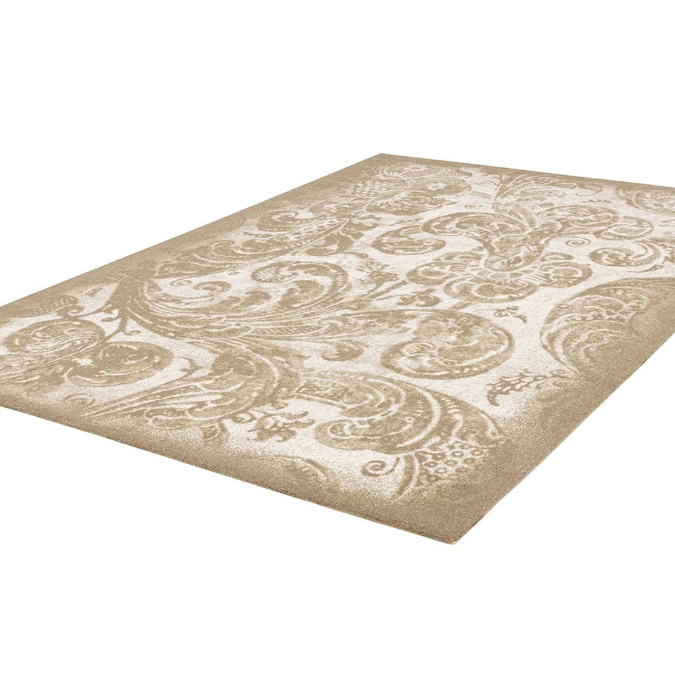 V&A Tempo Natural Damask Beige Floral Rug