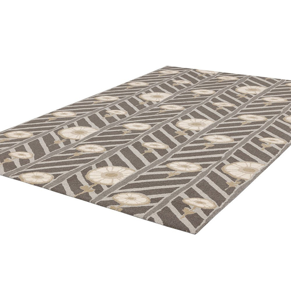 V&A Tempo Natural Moderne Graphite Floral Rug