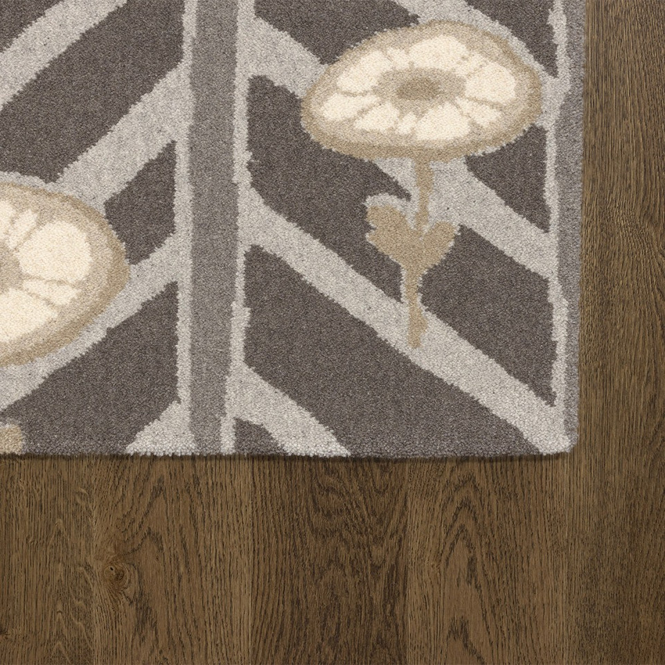 V&A Tempo Natural Moderne Graphite Floral Rug