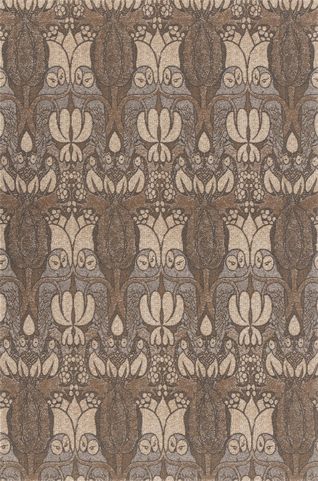 V&A Tempo Natural Nocturne Brown Owls Rug