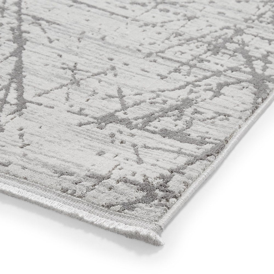 Mirage Grey Modern Abstract Scratched Rug