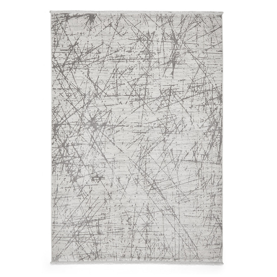 Mirage Grey Modern Abstract Scratched Rug