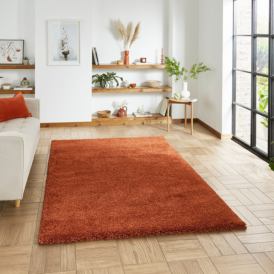 Sierra Terracotta Plain Shaggy Rug