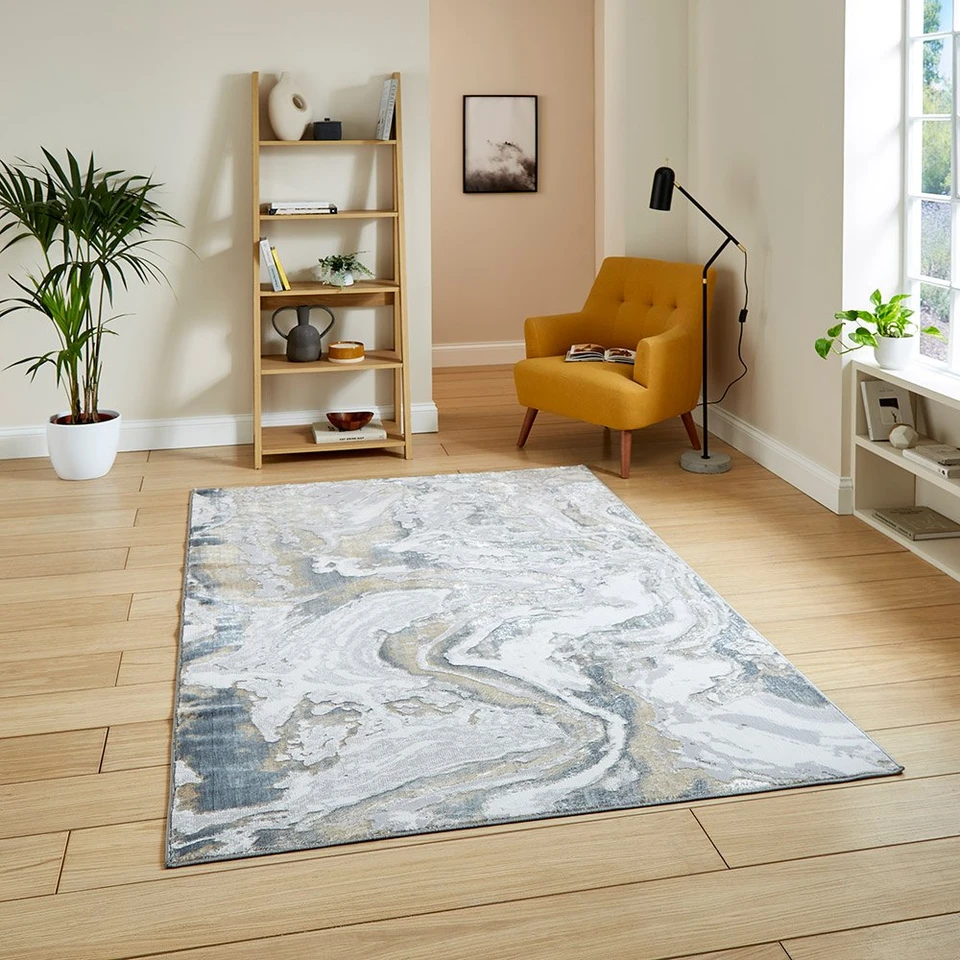 Tidal Silver Beige Modern Abstract Rug
