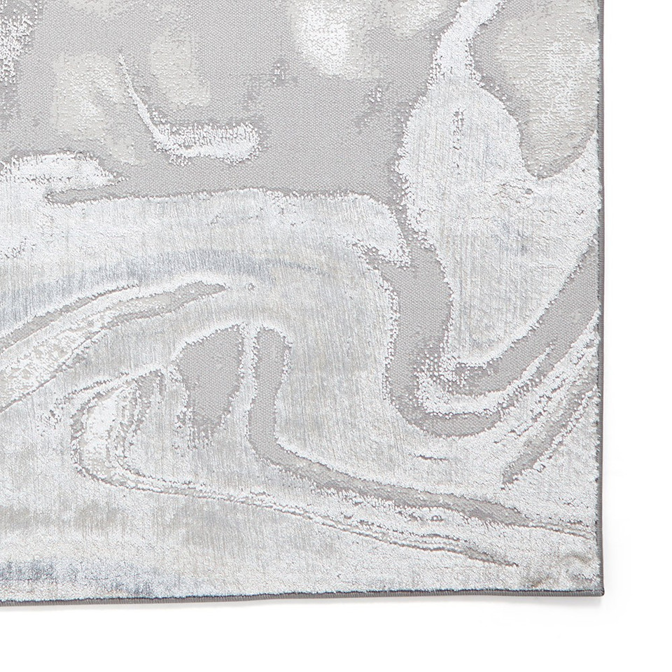 Tidal Silver Modern Abstract Rug