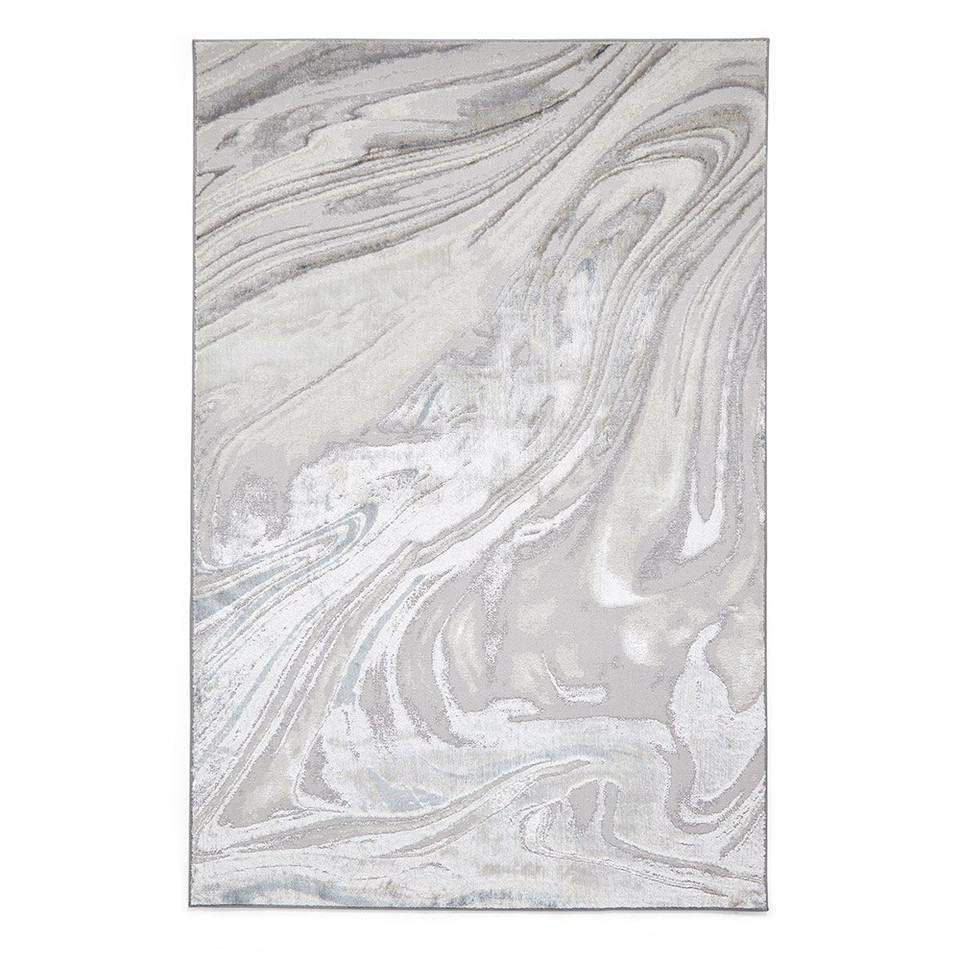 Tidal Silver Modern Abstract Rug