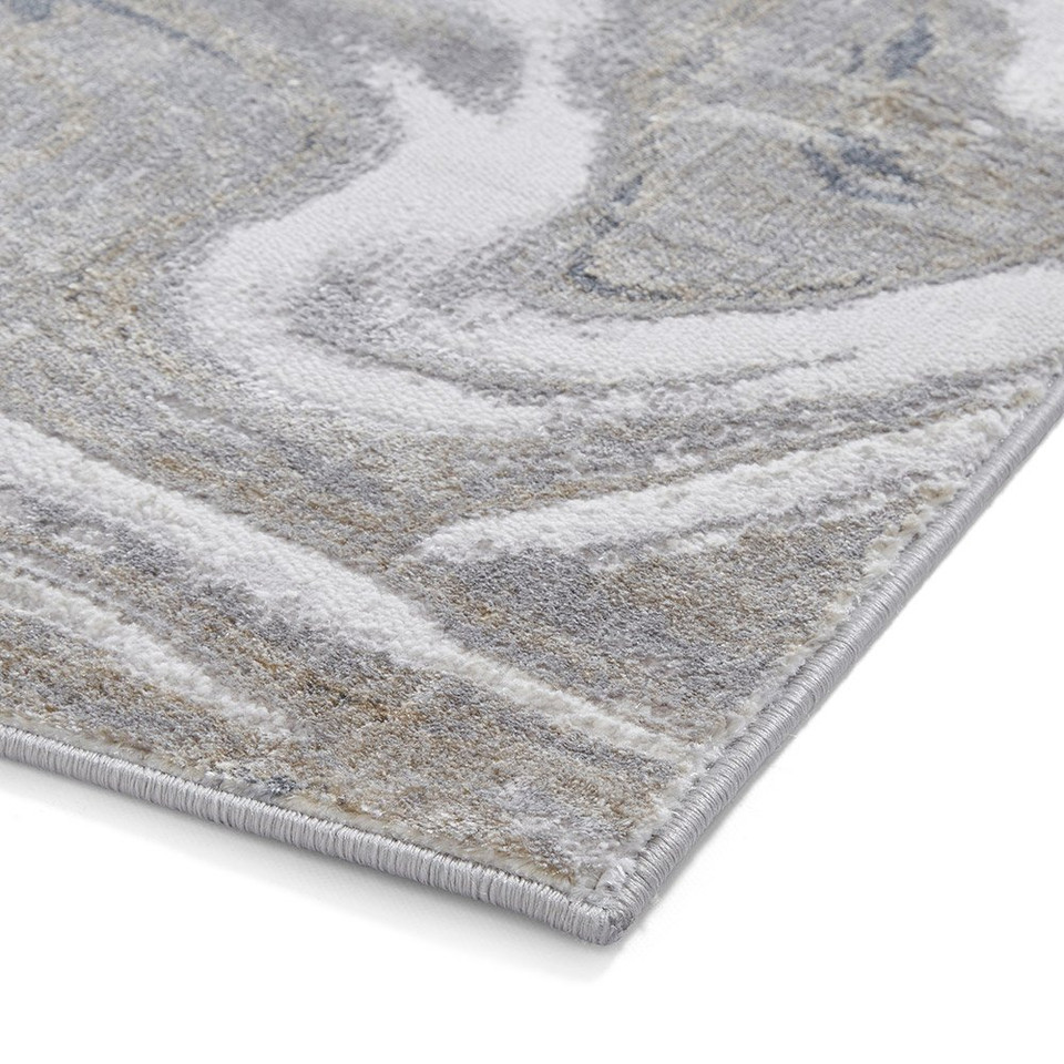 Tidal Silver Modern Abstract Rug
