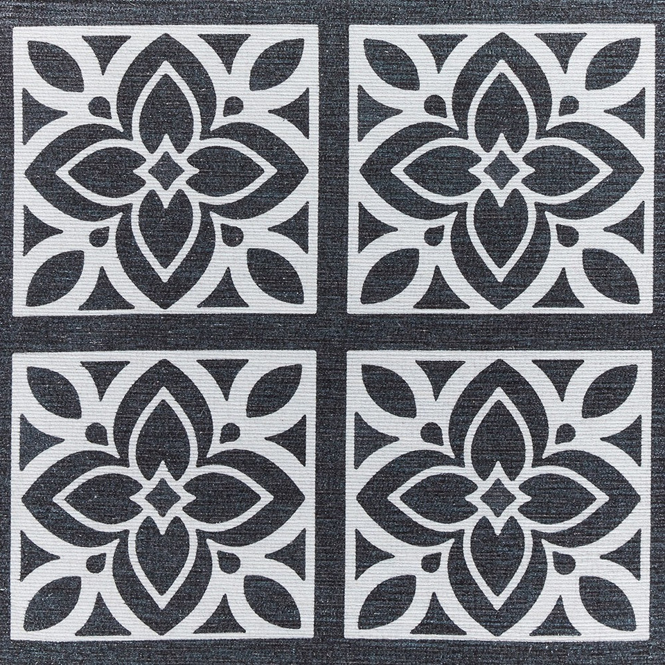 Victoria Dark Grey Floral Washable Rug