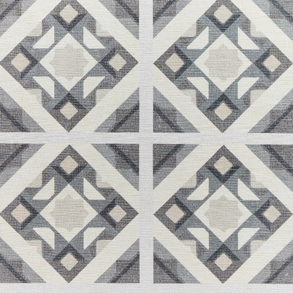 Victoria Grey Beige Diamonds Geo Washable Rug