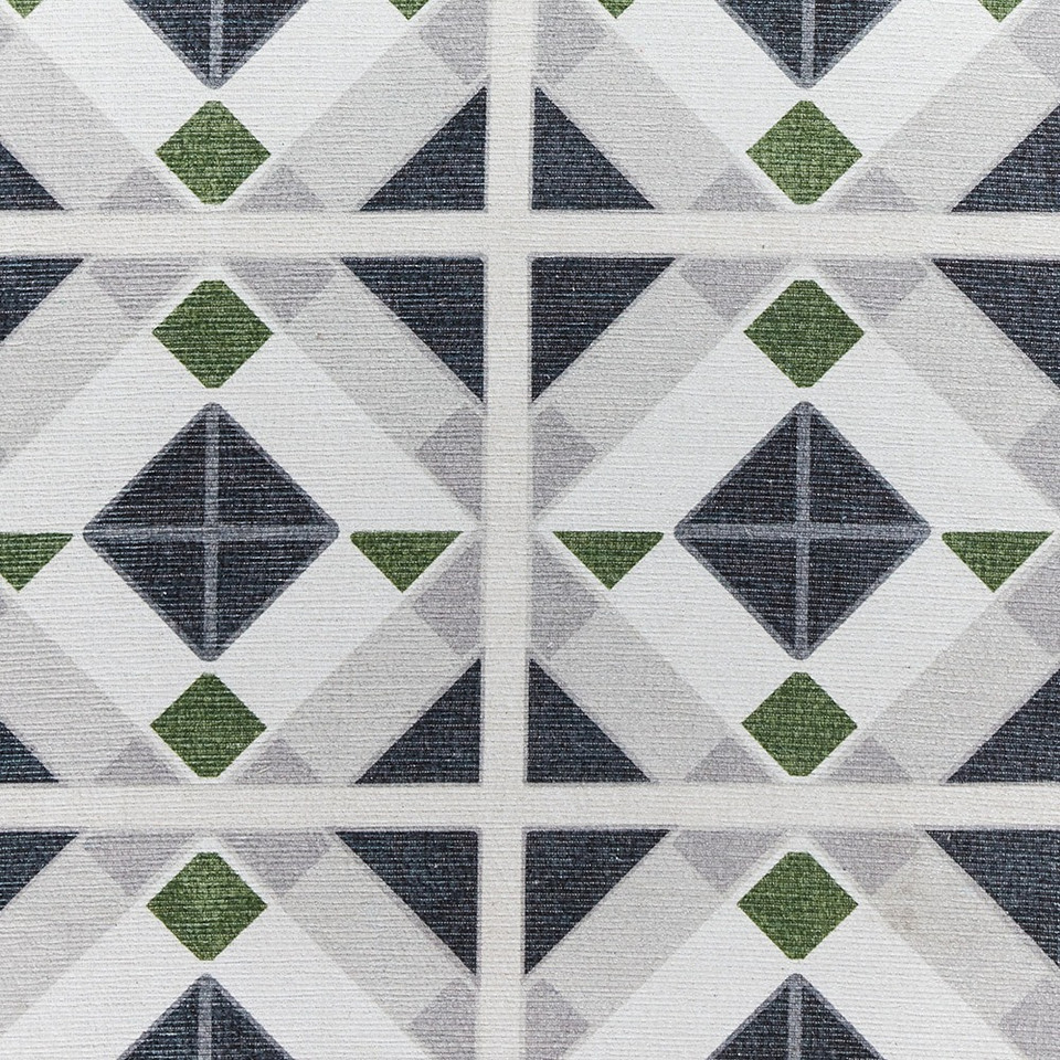 Victoria Grey Green Diamonds Washable Rug Runner