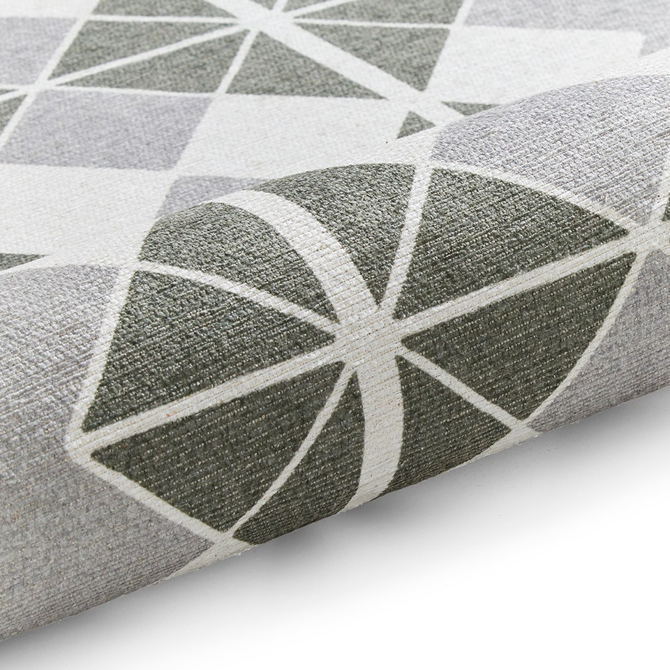 Victoria Grey Green Modern Diamonds Washable Rug