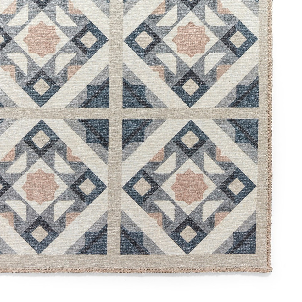 Victoria Grey Orange Diamonds Geo Washable Rug Runner