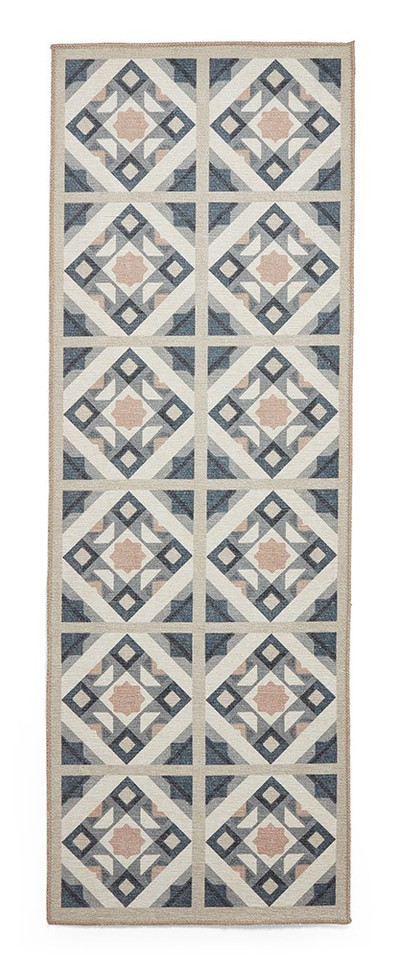 Victoria Grey Orange Diamonds Geo Washable Rug