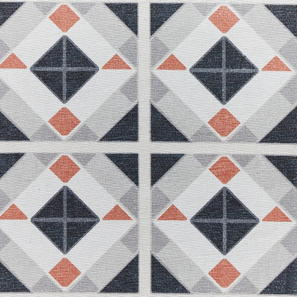 Victoria Grey Orange Diamonds Washable Rug Runner