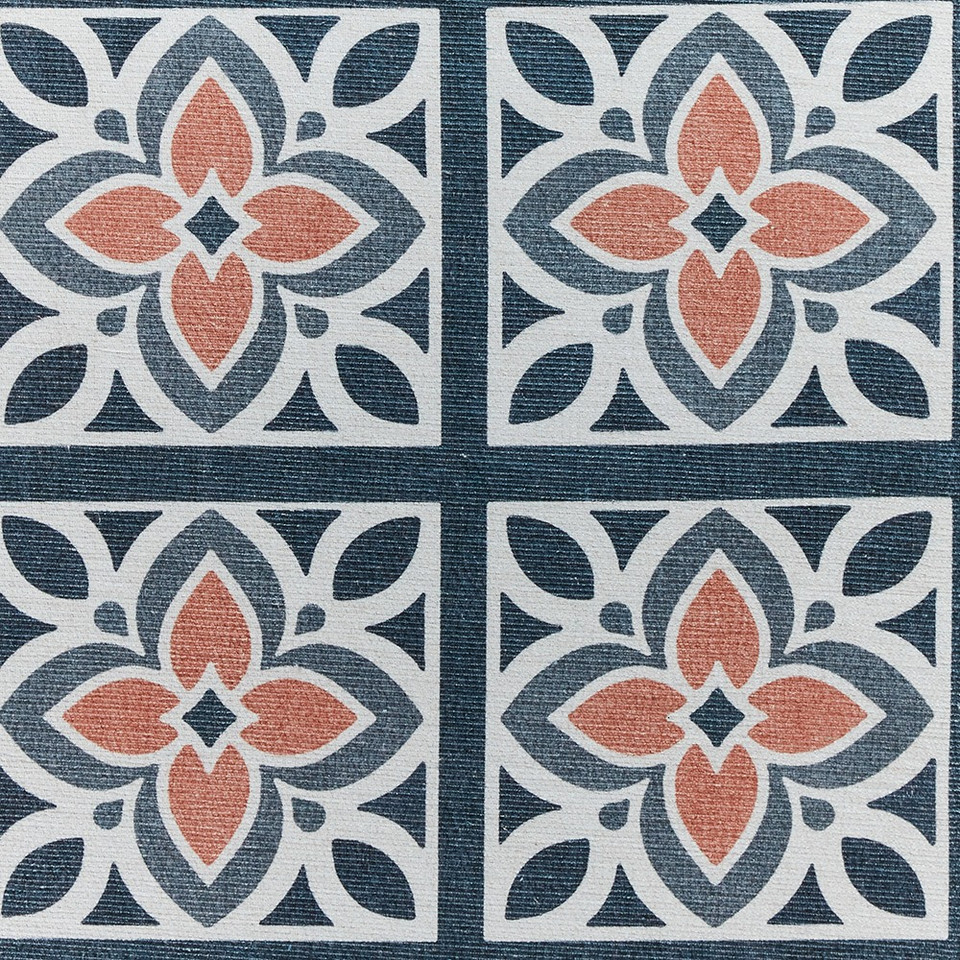 Victoria Grey Orange Floral Washable Rug